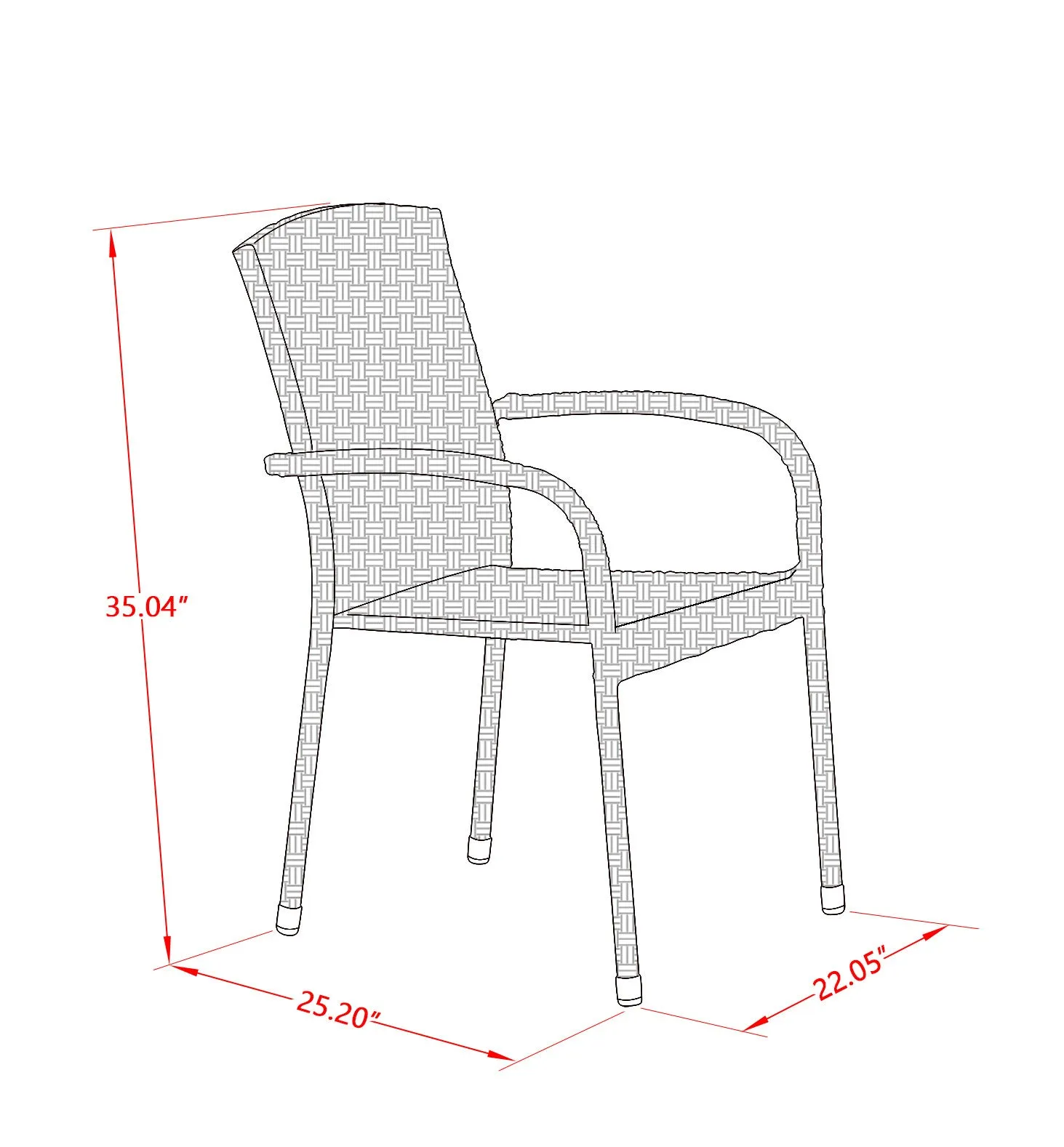 East West Furniture JULC103A Jubi Outdoor Patio Wicker Arm Chairs with Cushion, Set of 2, Natural Linen
