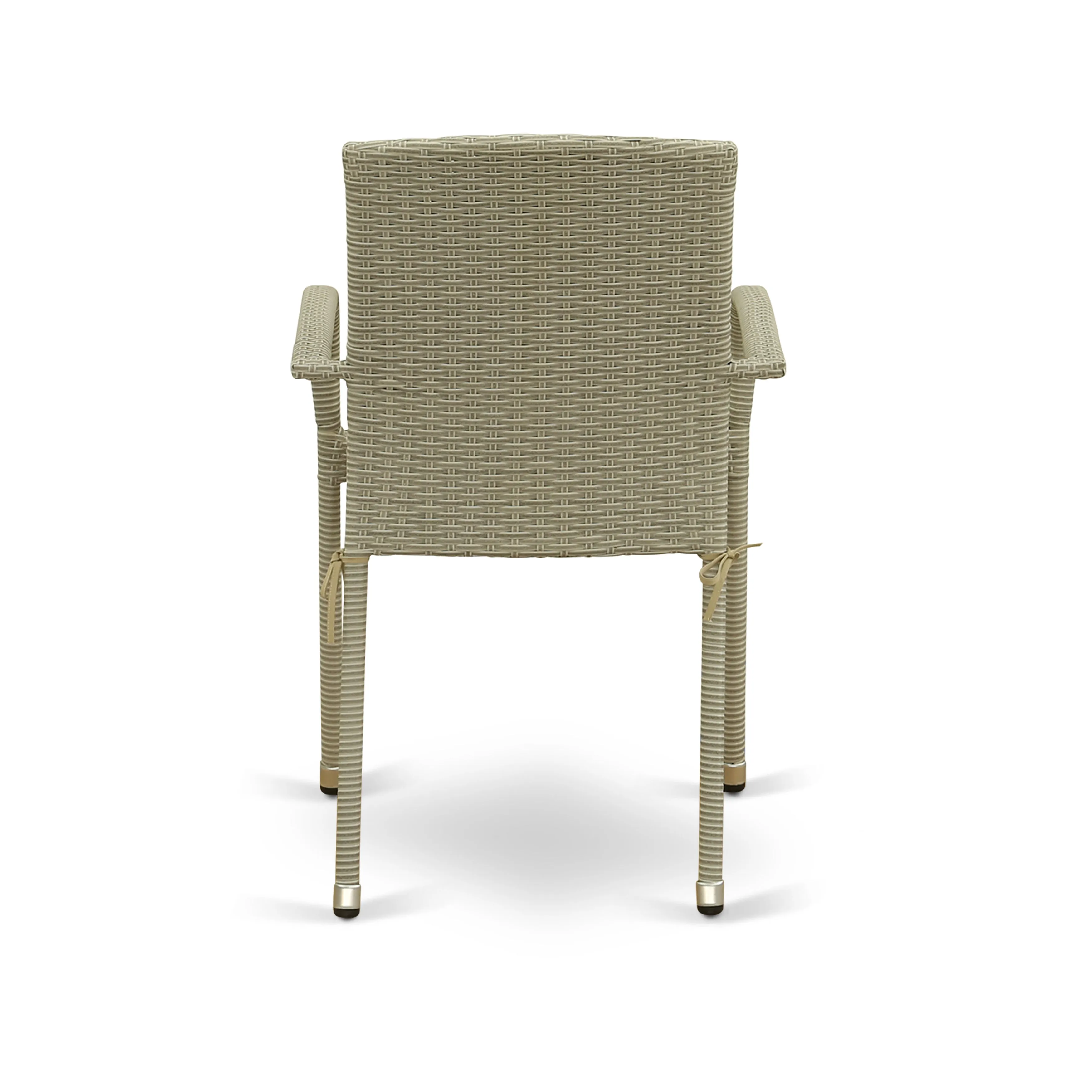 East West Furniture JULC103A Jubi Outdoor Patio Wicker Arm Chairs with Cushion, Set of 2, Natural Linen