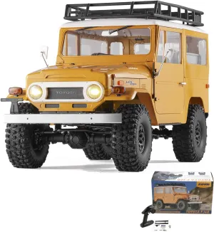 EAZYRC X FMS 1/10 Toyota Land Cruiser FJ40 RS with Licensed RC Truck Blue, All Terrain Waterproof 4WD 35T 550 Motor RC Crawler for Adult,2.4Ghz Remote Control, RS Version(Yellow)