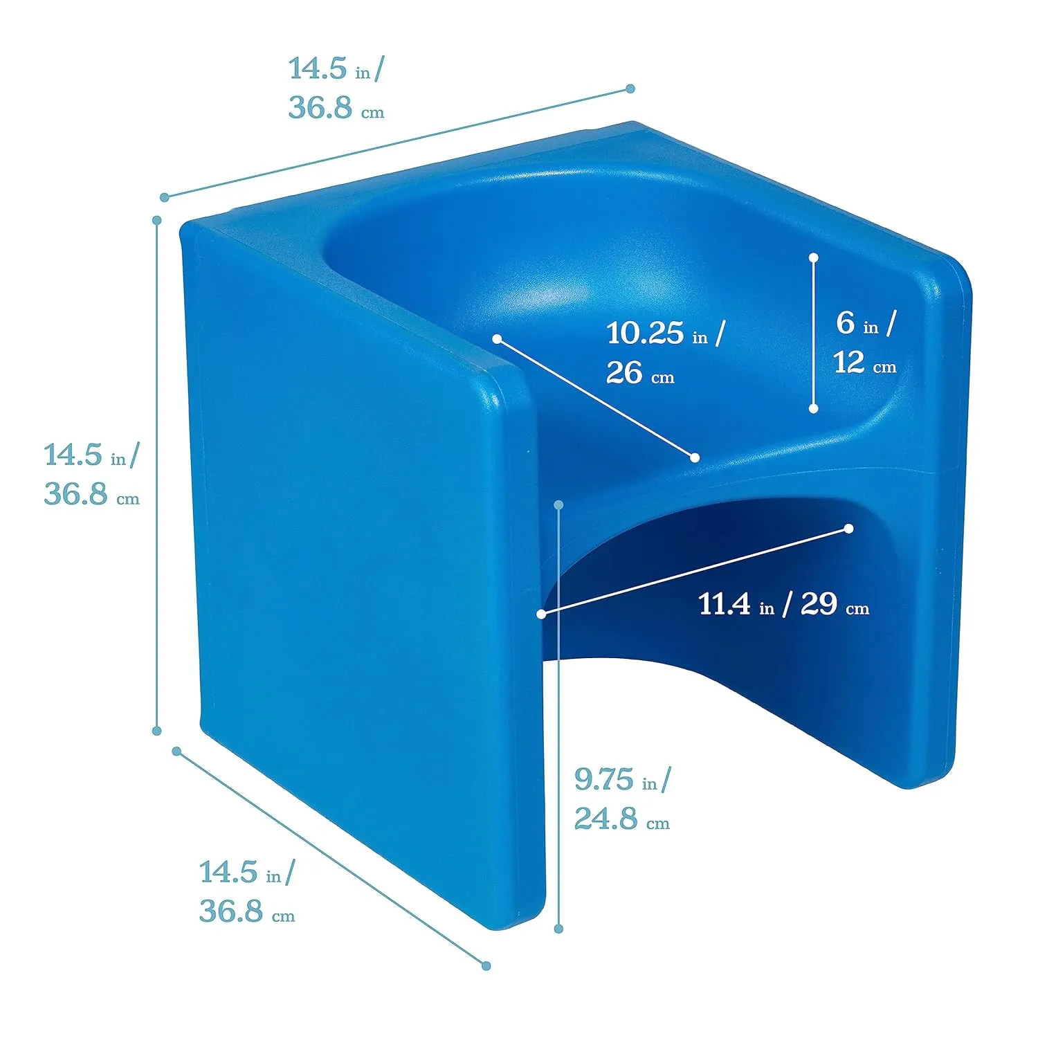 ECR4Kids Tri-Me 3-In-1 Cube Chair, Kids Furniture, Blue