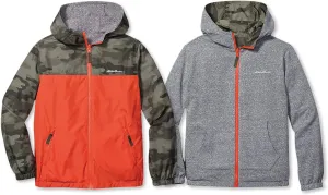 Eddie Bauer Kids Rain Jacket - 2 Pack Reversible Girls and Boys Windbreaker Jacket with Hood - Waterproof Raincoat for Kids