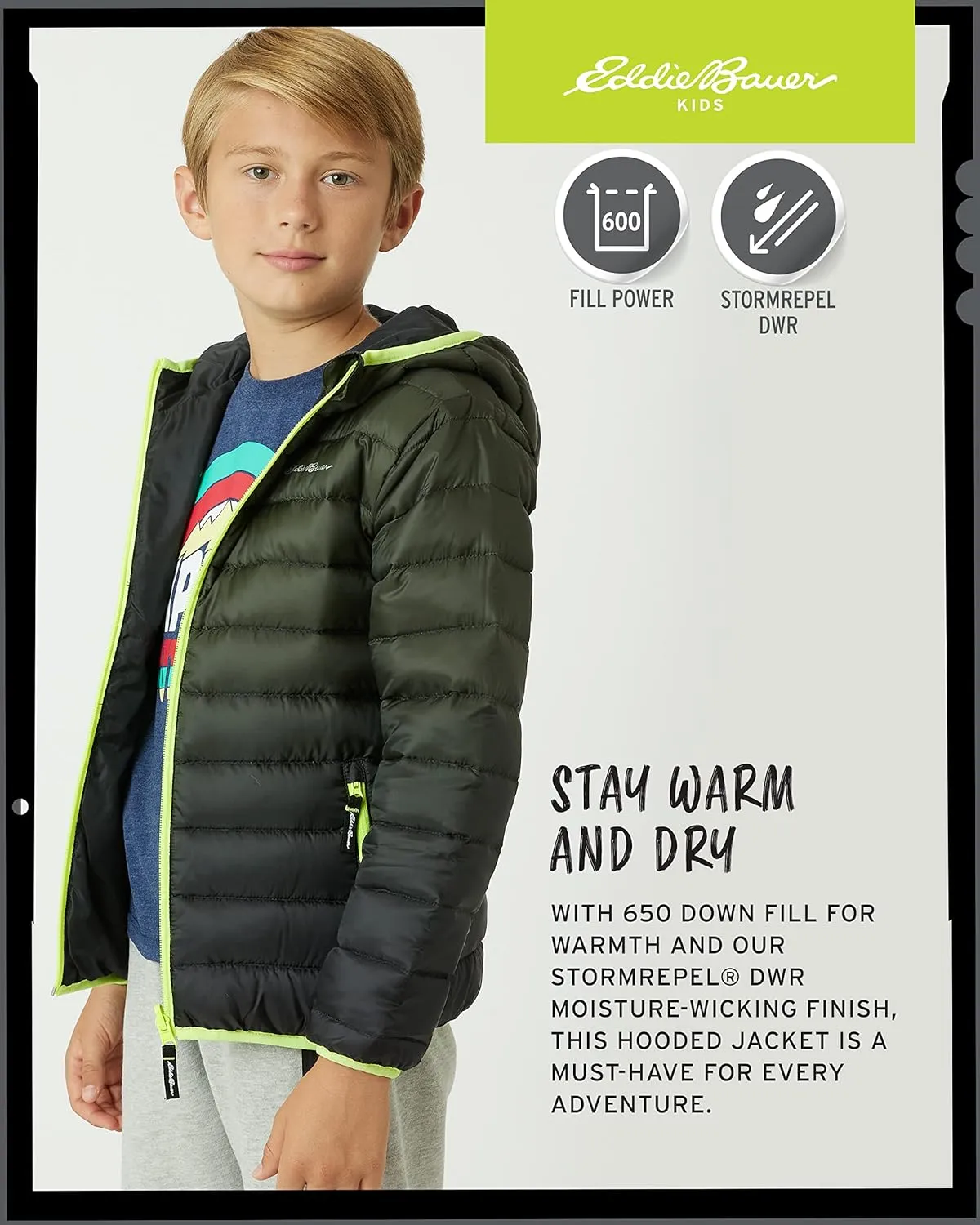 Eddie Bauer Kids' Reversible Jacket - Weather Resistant Quilted Down Coat for Boys and Girls (3-20)