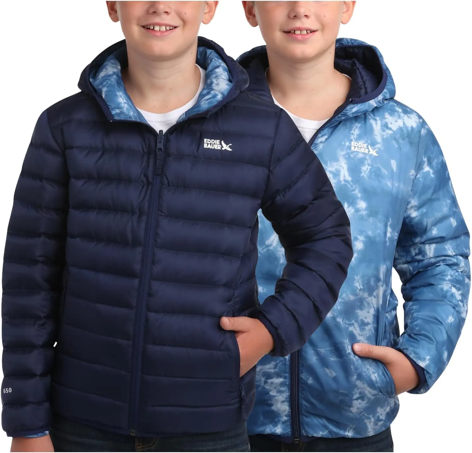Eddie Bauer Kids' Reversible Jacket - Weather Resistant Quilted Down Coat for Boys and Girls (3-20)