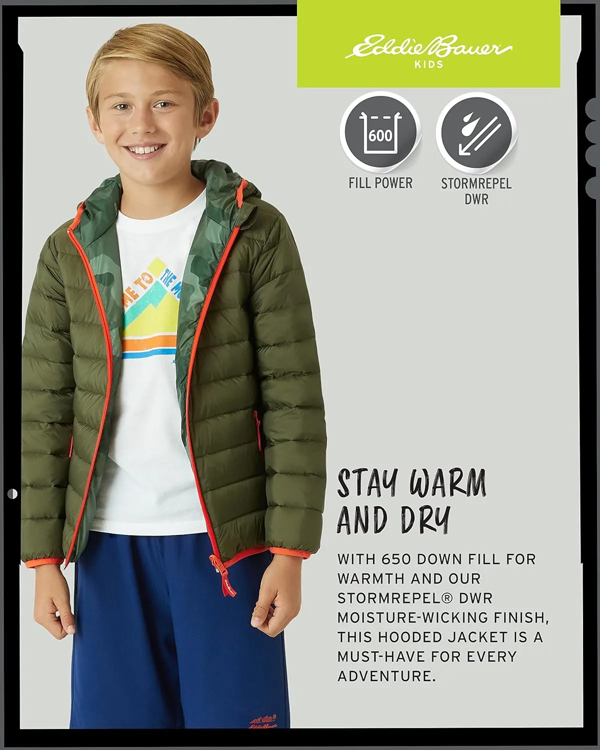 Eddie Bauer Kids' Reversible Jacket - Weather Resistant Quilted Down Coat for Boys and Girls (3-20)