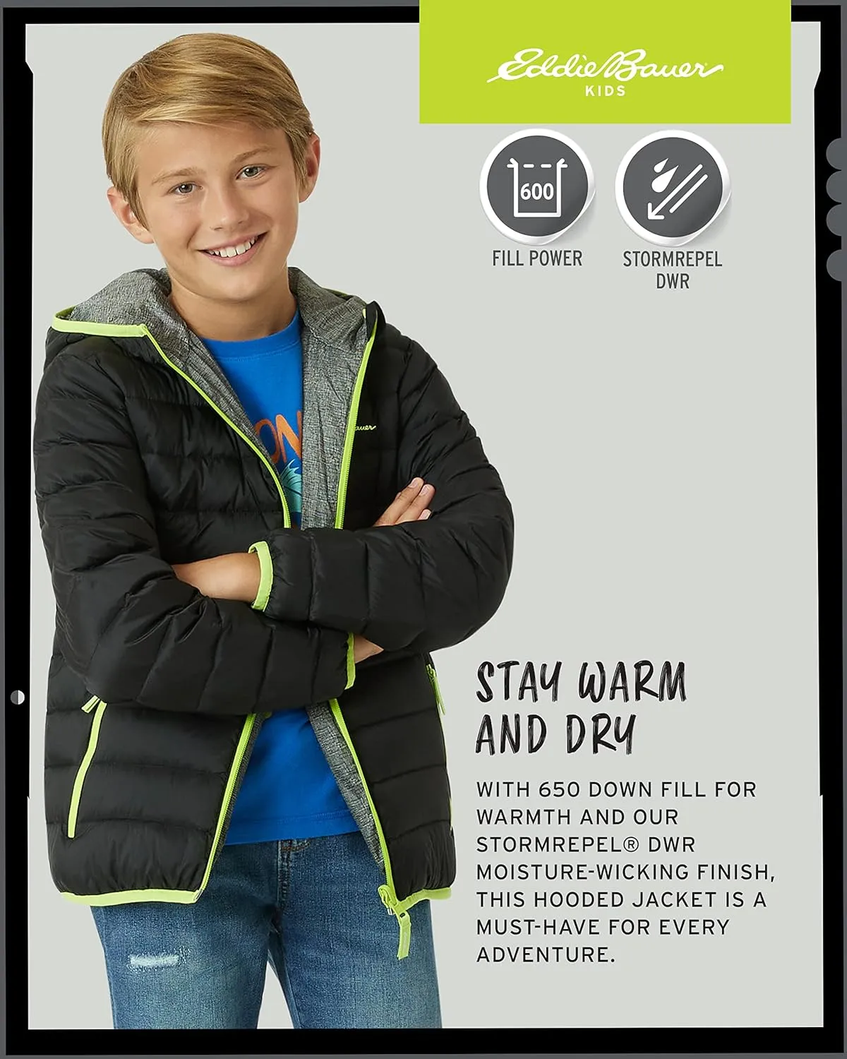 Eddie Bauer Kids' Reversible Jacket - Weather Resistant Quilted Down Coat for Boys and Girls (3-20)