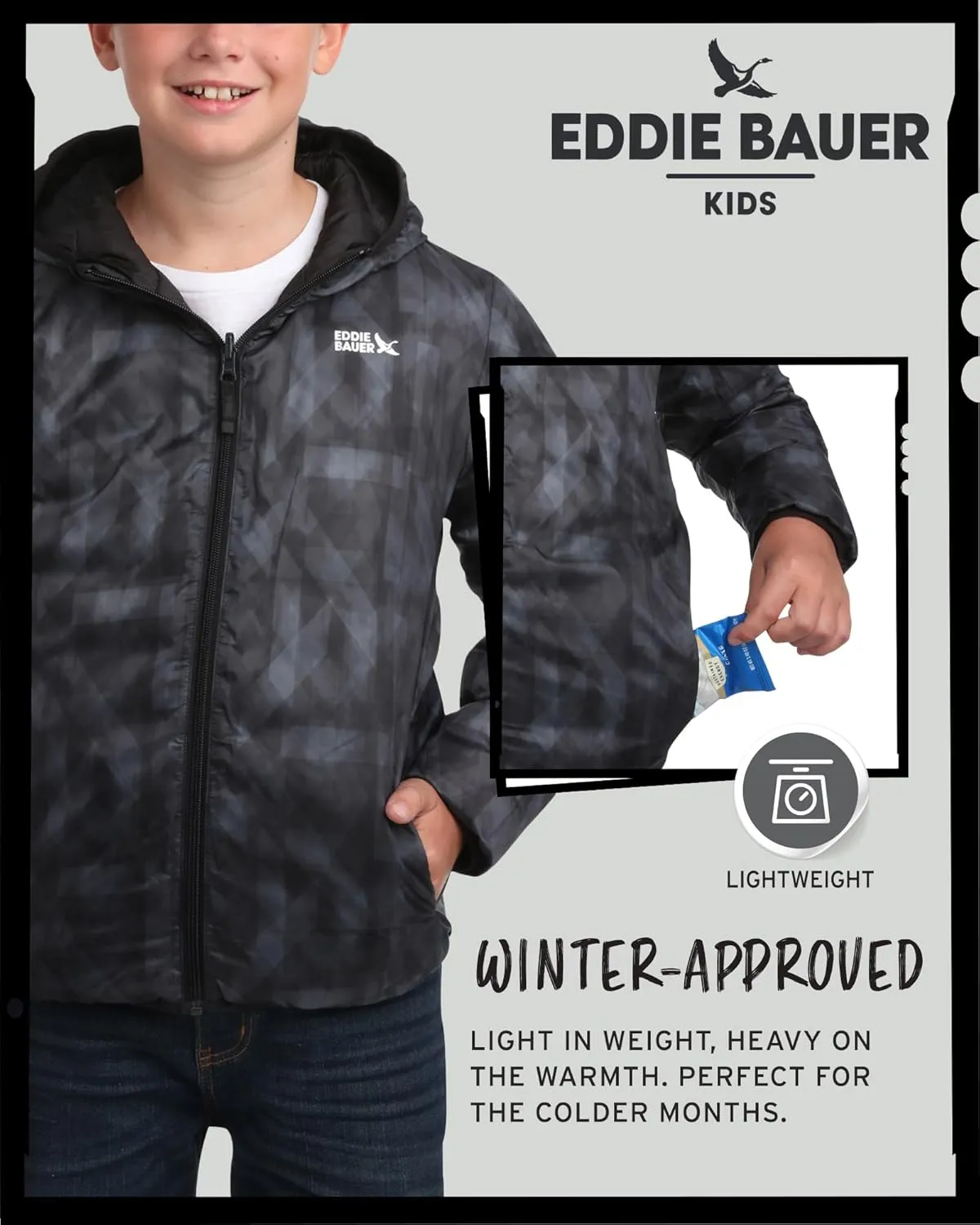 Eddie Bauer Kids' Reversible Jacket - Weather Resistant Quilted Down Coat for Boys and Girls (3-20)