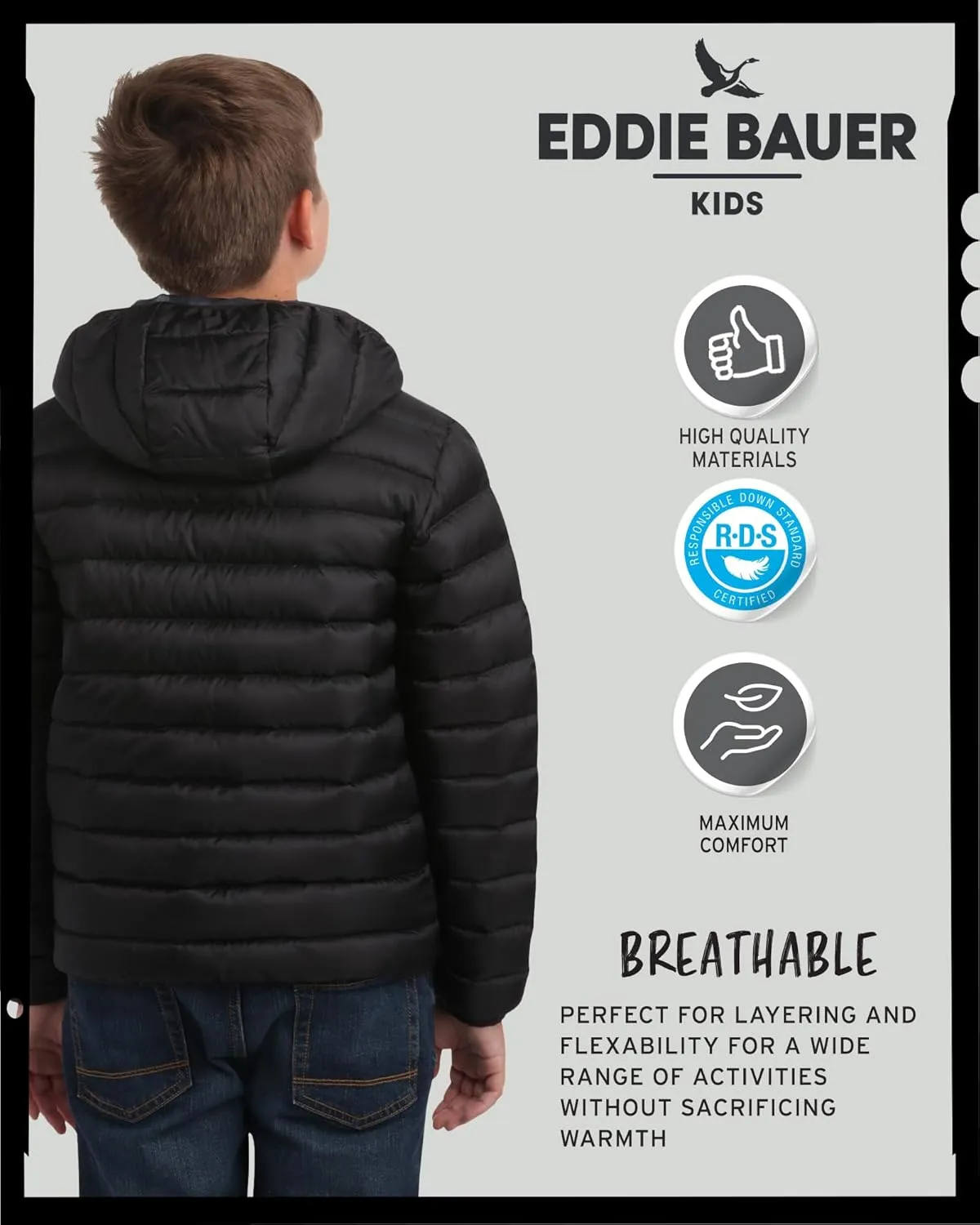 Eddie Bauer Kids' Reversible Jacket - Weather Resistant Quilted Down Coat for Boys and Girls (3-20)