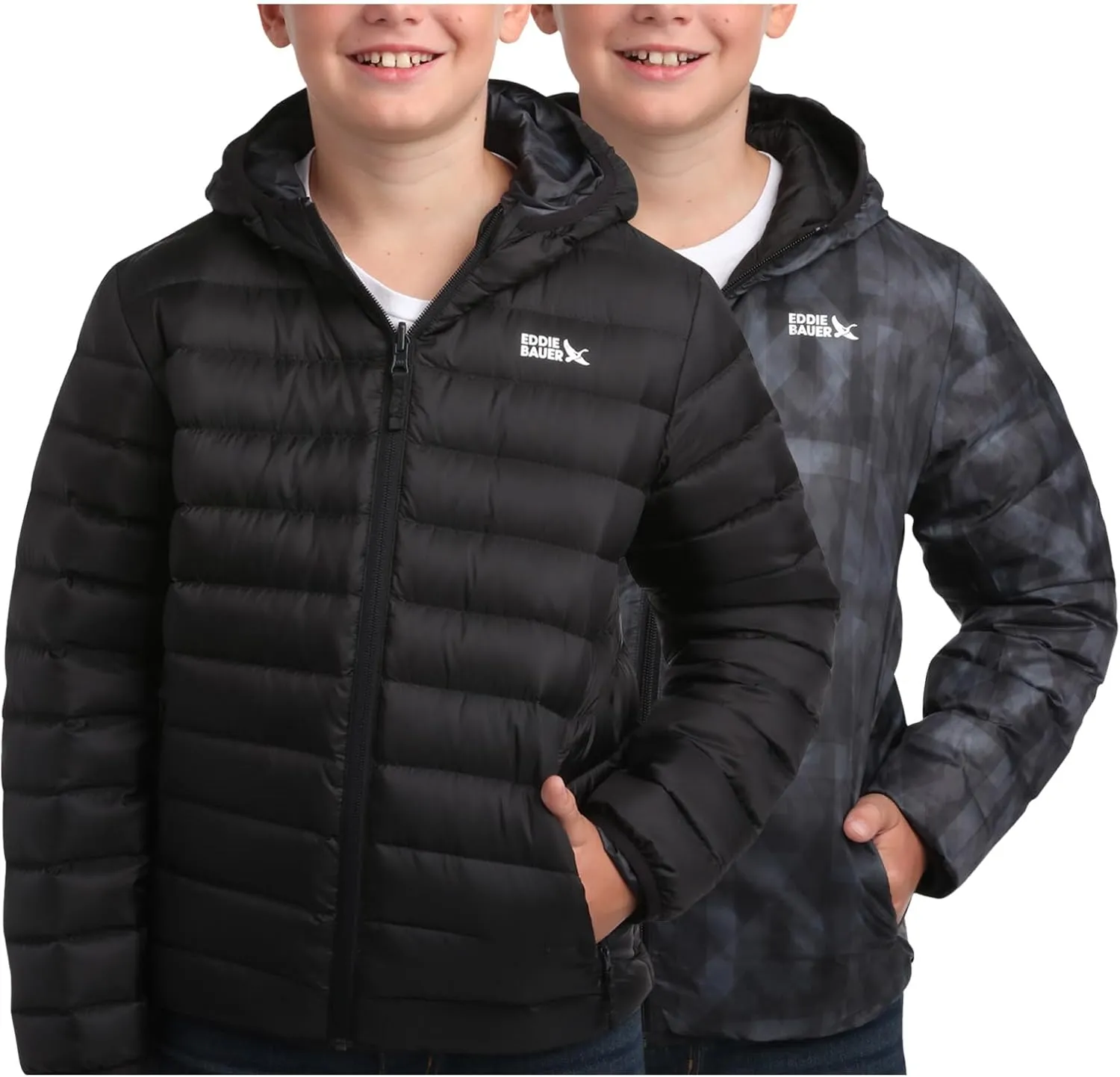Eddie Bauer Kids' Reversible Jacket - Weather Resistant Quilted Down Coat for Boys and Girls (3-20)