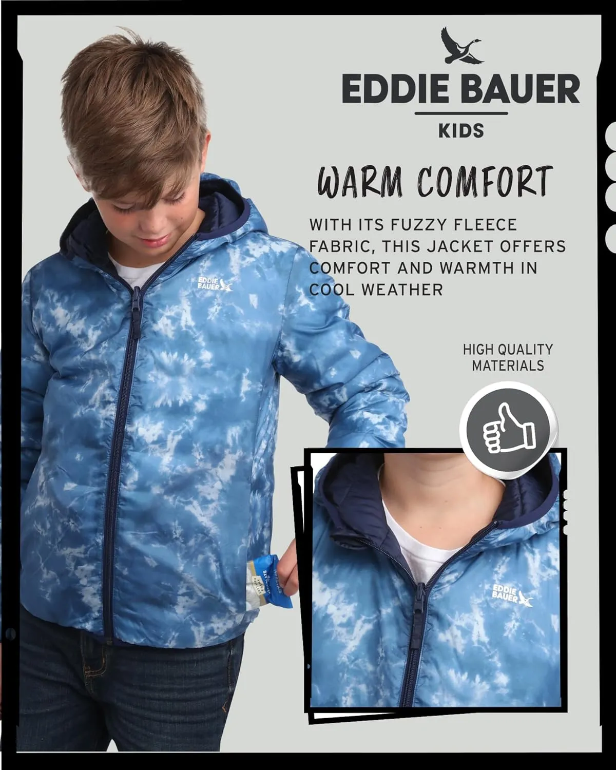 Eddie Bauer Kids' Reversible Jacket - Weather Resistant Quilted Down Coat for Boys and Girls (3-20)