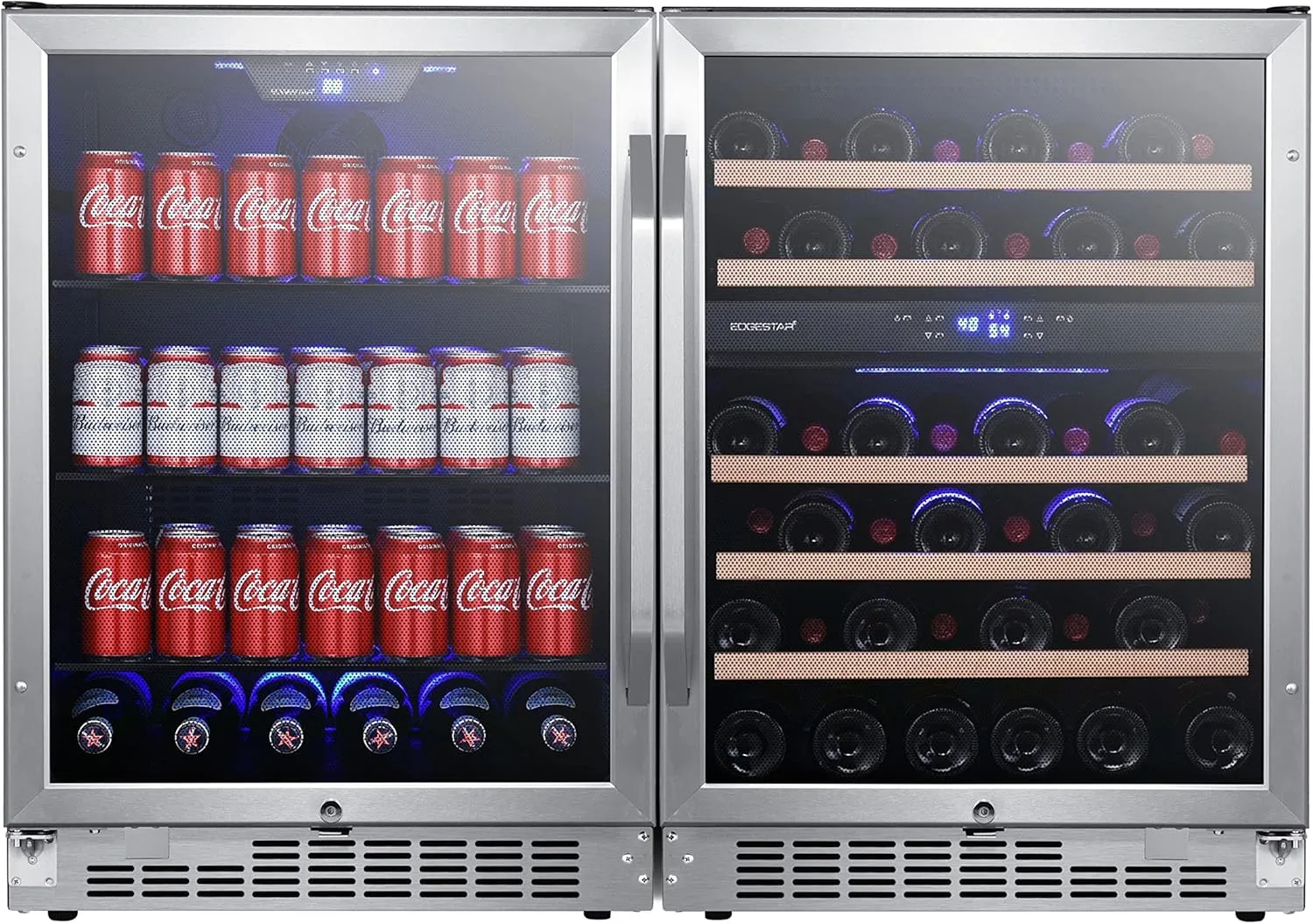 EdgeStar CWBV14246 48 Inch Wide 46 Bottle 142 Can Built-In Side-by-Side Wine and Beverage Center