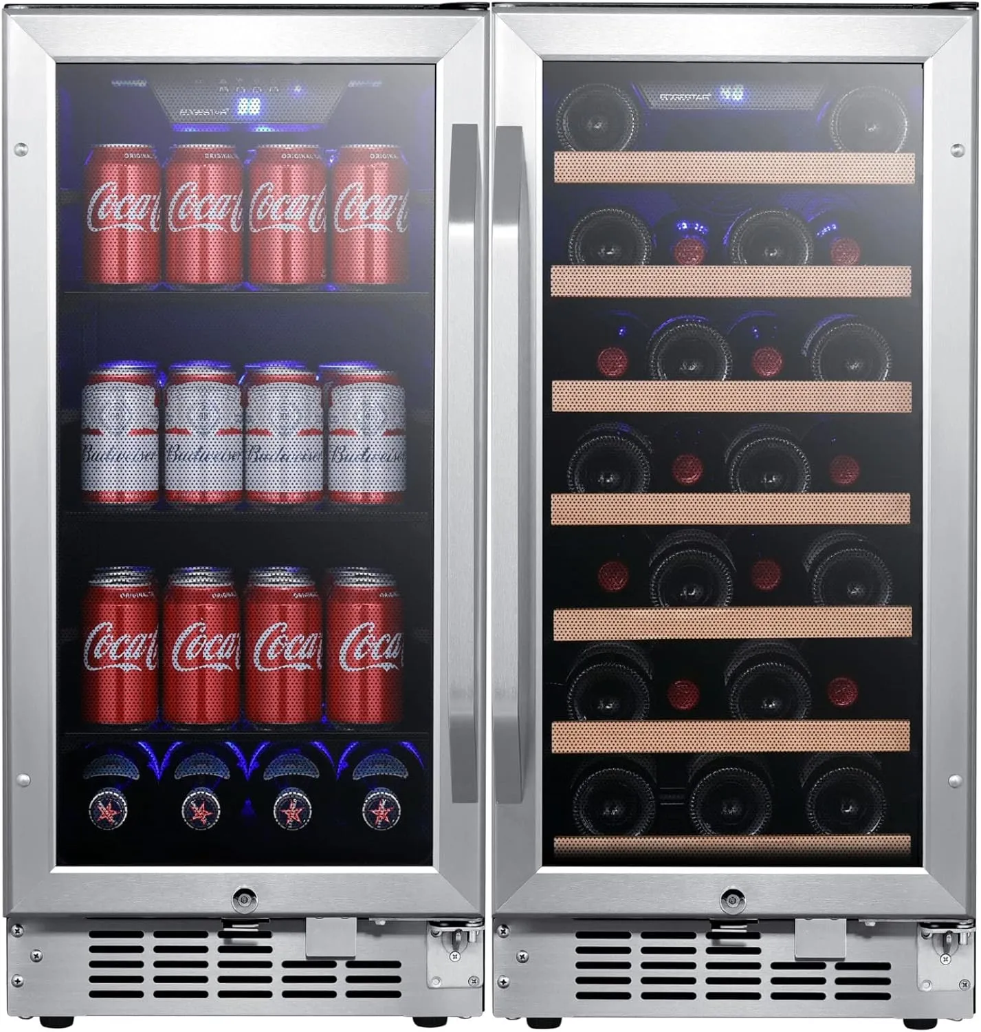 EdgeStar CWBV80301 30 Inch Wide 30 Bottle 80 Can Side-by-Side Wine and Beverage Cooler