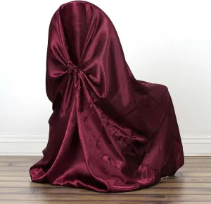 Efavormart Burgundy Chair Covers for Party 50 PCS Universal Satin Self Tie Banquet Folding Wedding Chair Cover - Fit on Most Chairs - Easy Use & Machine Wash Slipcovers for Outdoor Events