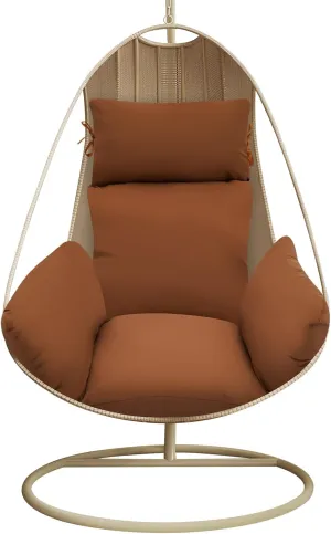 Egg Chair Cushion, Thicken Hanging Basket Chair Cushions Patio Hanging Chair Replacement for Backyard Deck Garden Outdoor, PP Cotton High Resilience (Coffee)