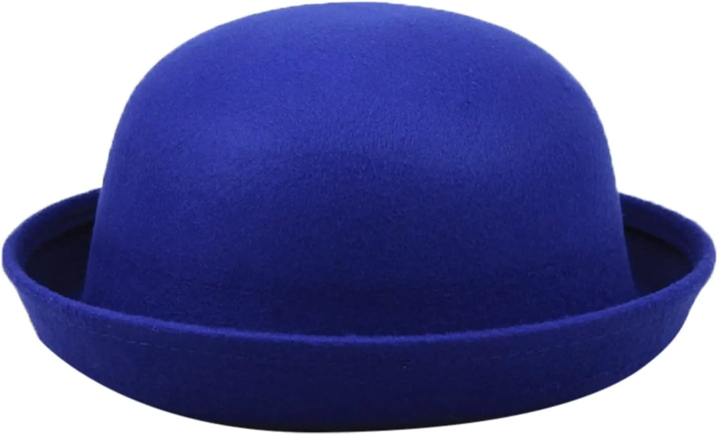 Elegant Adults Solid Hat Roll Up Brim Bowler Hat Bucket Hat for Mens Womens Classic Wool Round Bowler Outdoor Camping Hat