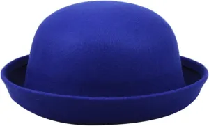 Elegant Adults Solid Hat Roll Up Brim Bowler Hat Bucket Hat for Mens Womens Classic Wool Round Bowler Outdoor Camping Hat
