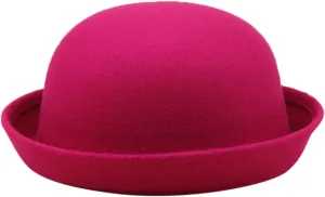Elegant Adults Solid Hat Roll Up Brim Bowler Hat Bucket Hat for Mens Womens Classic Wool Round Bowler Outdoor Camping Hat
