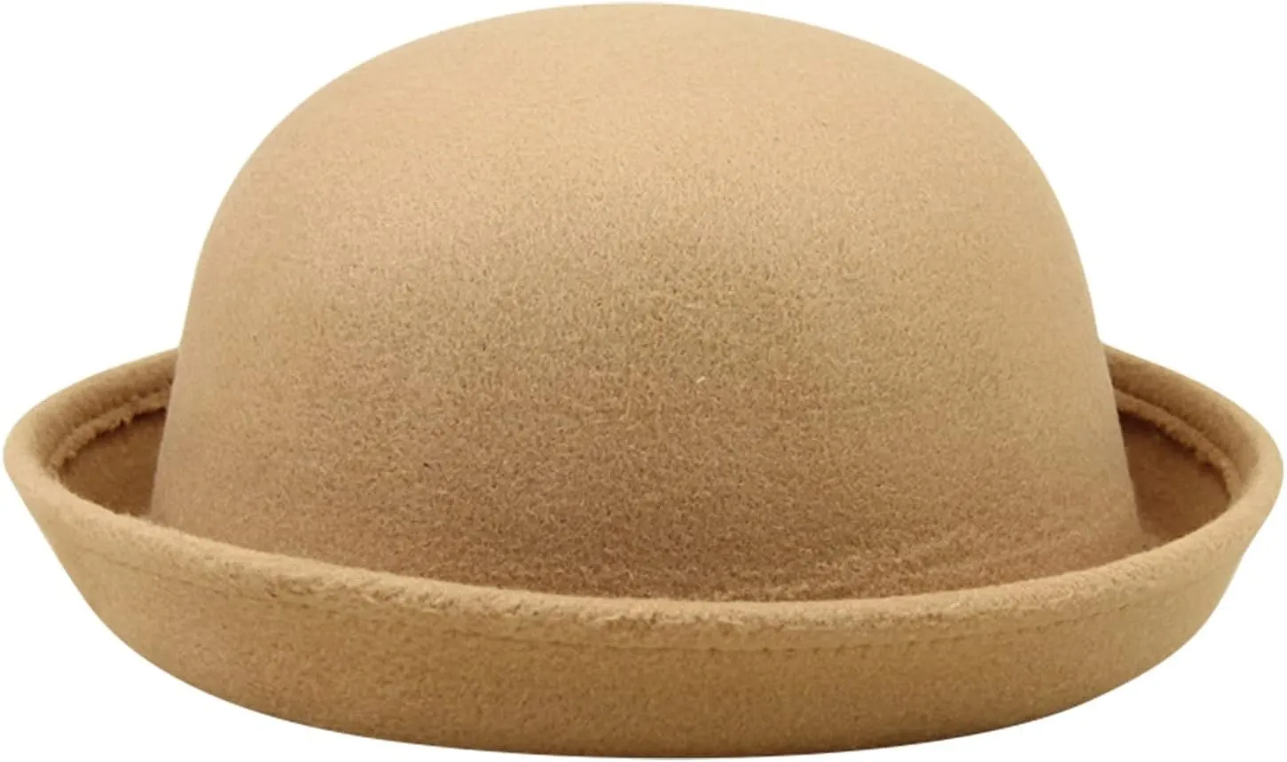 Elegant Adults Solid Hat Roll Up Brim Bowler Hat Bucket Hat for Mens Womens Classic Wool Round Bowler Outdoor Camping Hat