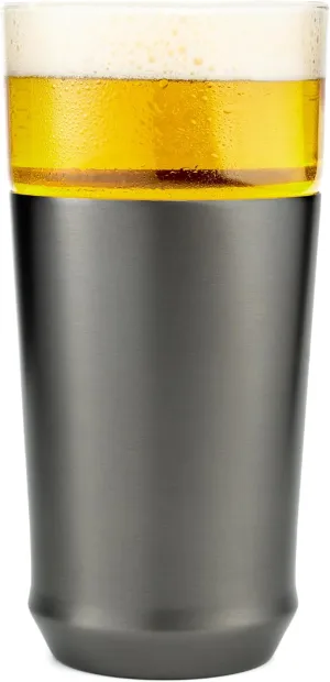 Elevated Craft Hybrid Vacuum Insulated Stainless Steel Base with Removable Pint Glass Insert, Ideal Insulation for Beers & Cold Beverages with Built-in Bottle Opener, Durable & Stylish, Black (16 oz)