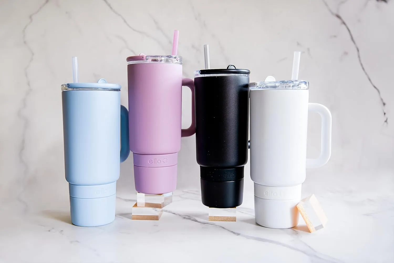 Ello Port 40oz Tumbler with Carry Loop & Integrated Handle, Vacuum Insulated Stainless Steel Reusable Water Bottle, Travel Mug with Leak Proof Lid and Straw, Perfect for Iced Coffee and Tea, Black