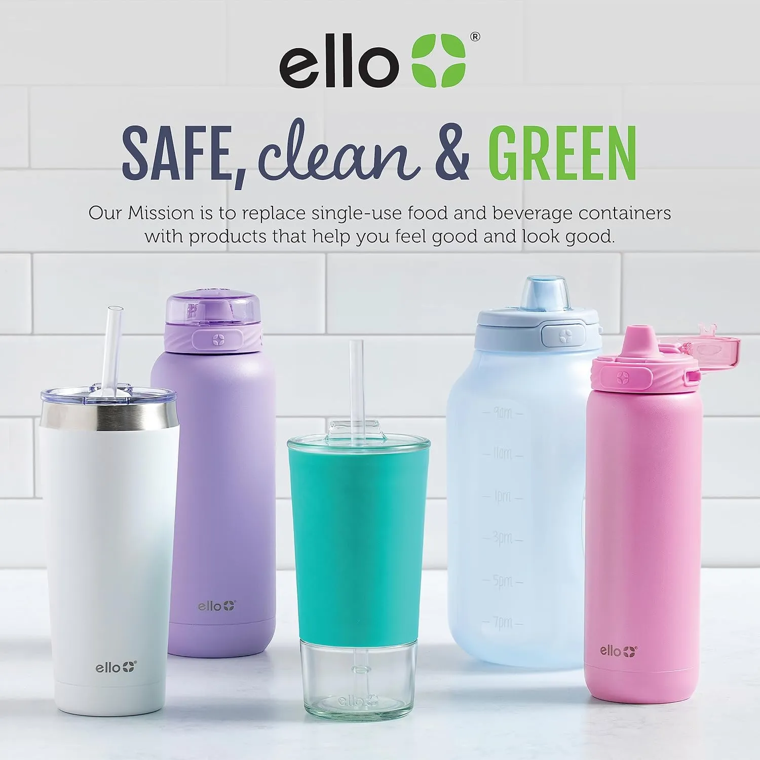 Ello Port 40oz Tumbler with Carry Loop & Integrated Handle, Vacuum Insulated Stainless Steel Reusable Water Bottle, Travel Mug with Leak Proof Lid and Straw, Perfect for Iced Coffee and Tea, Black