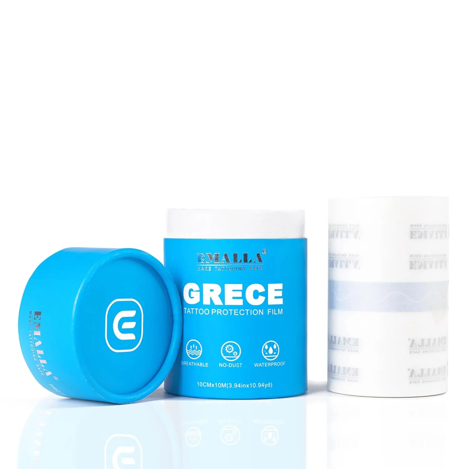 Emalla GRECE Tattoo Aftercare Bandage - Waterproof Second Skin Tattoo Cover Up Tape Patch 4" x 11 Yards Roll Flexible Tattoo Bandage for Healing Skin 0.02mm Tattoo Protection Film Tattoo Supplies