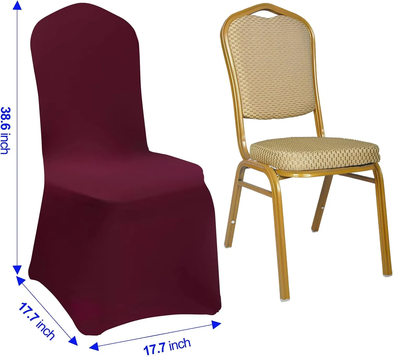 EMART 20PCS Chair Covers, Burgundy Spandex Seat Covers for Party Wedding Banquet, Universal Standard Stretch Chair Slipcovers Protector