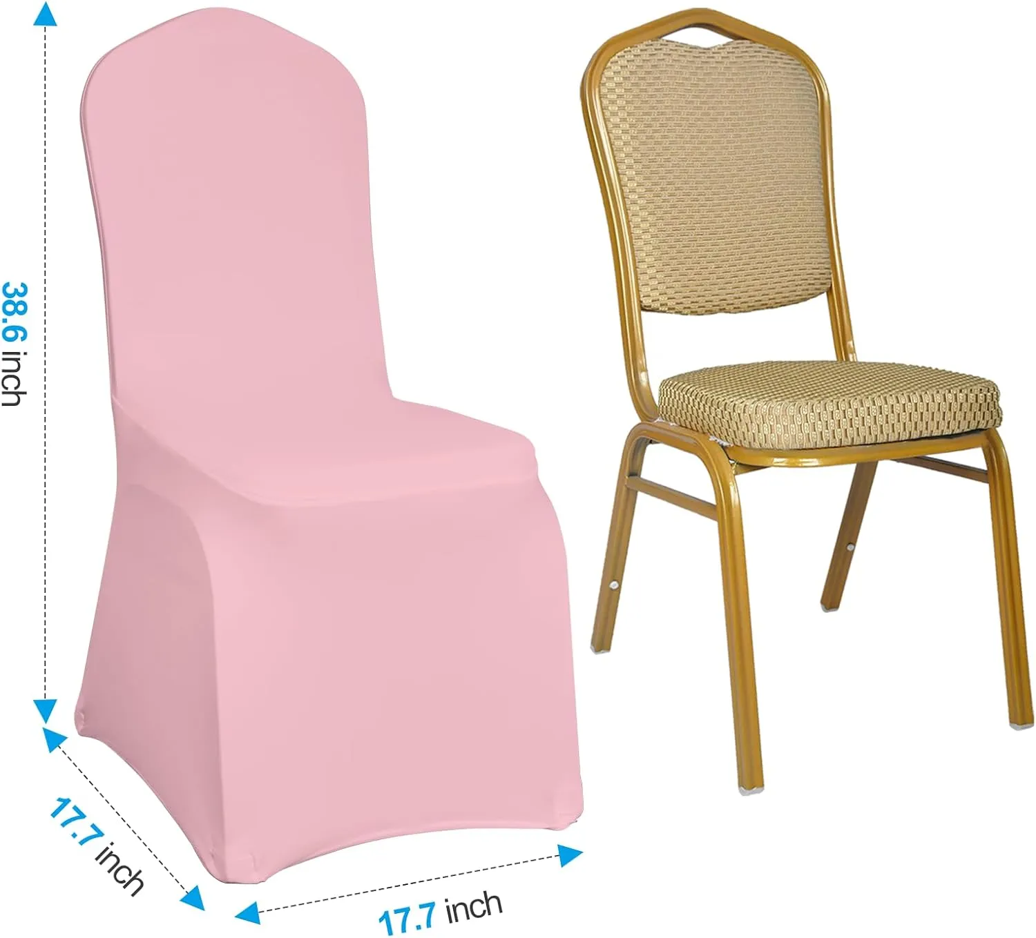 EMART Pink Chair Covers 20 Pcs Spandex Stretch Universal Standard Seat Slipcovers Fitted for Wedding Bulk, Party, Banquet and Holidays Celebration