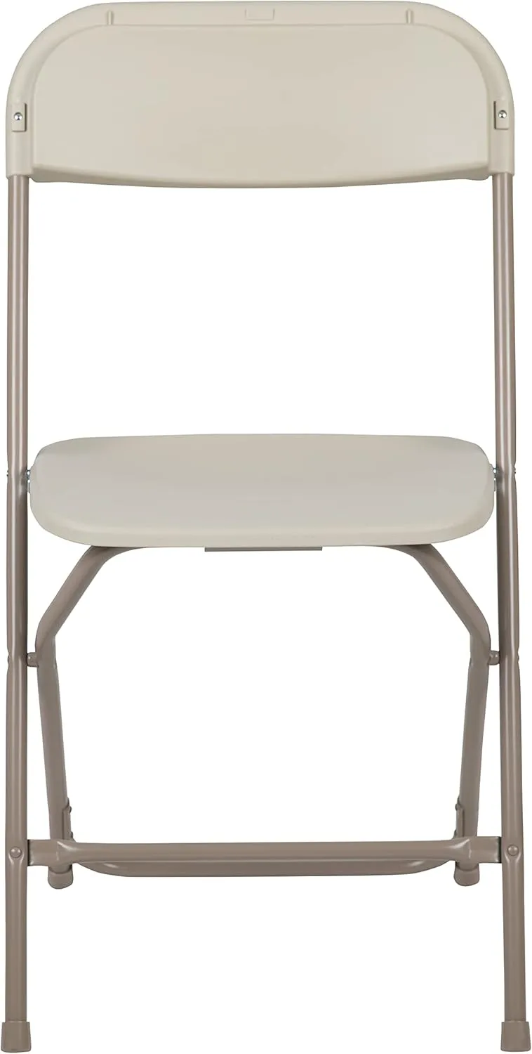 EMMA   OLIVER Set of 10 Plastic Folding Chairs - 650 LB Weight Capacity Lightweight Stackable Folding Chair in Beige