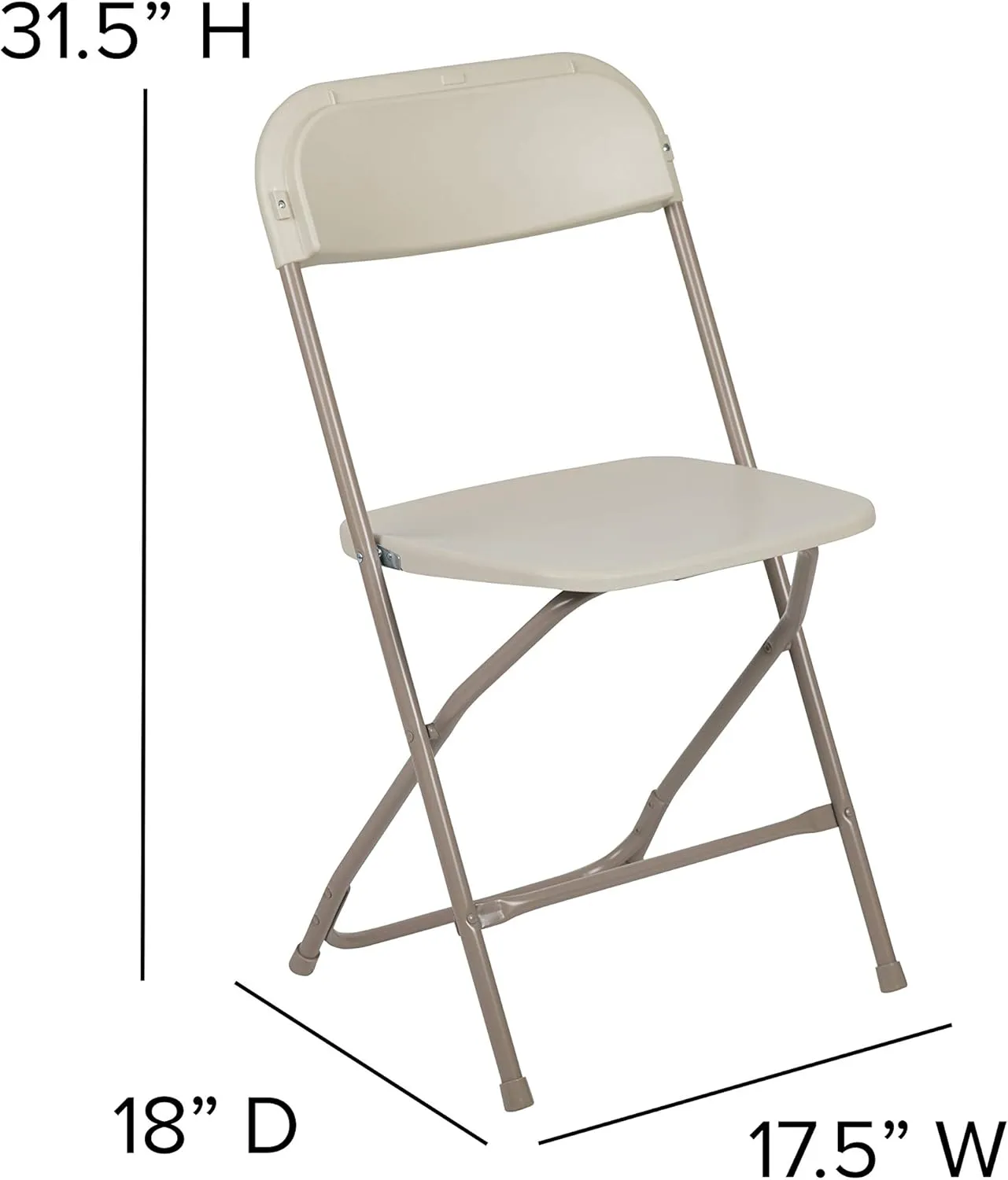 EMMA   OLIVER Set of 10 Plastic Folding Chairs - 650 LB Weight Capacity Lightweight Stackable Folding Chair in Beige