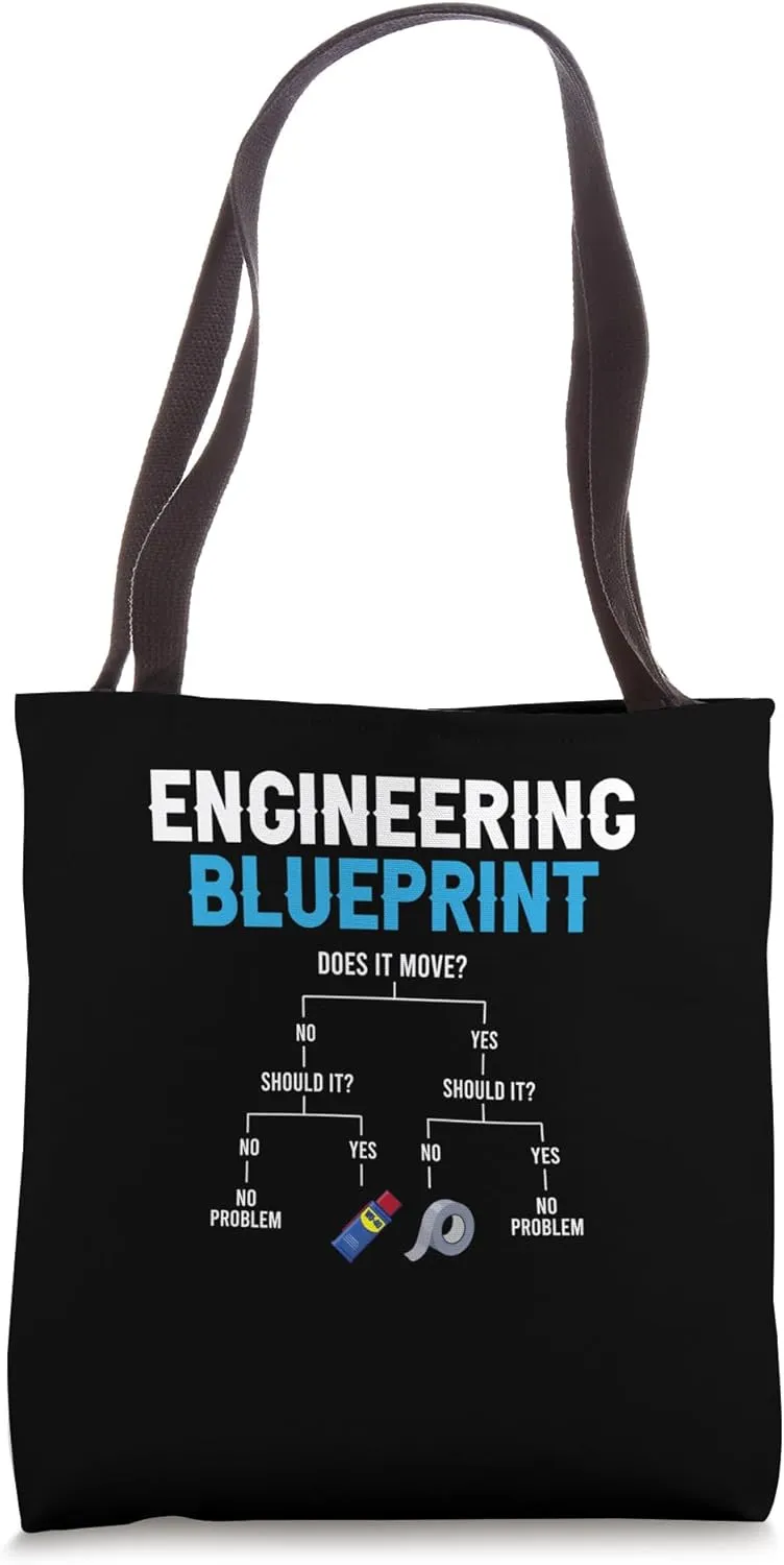 Engineering Blueprint Funny Engineer Duct Tape Repairing Tote Bag