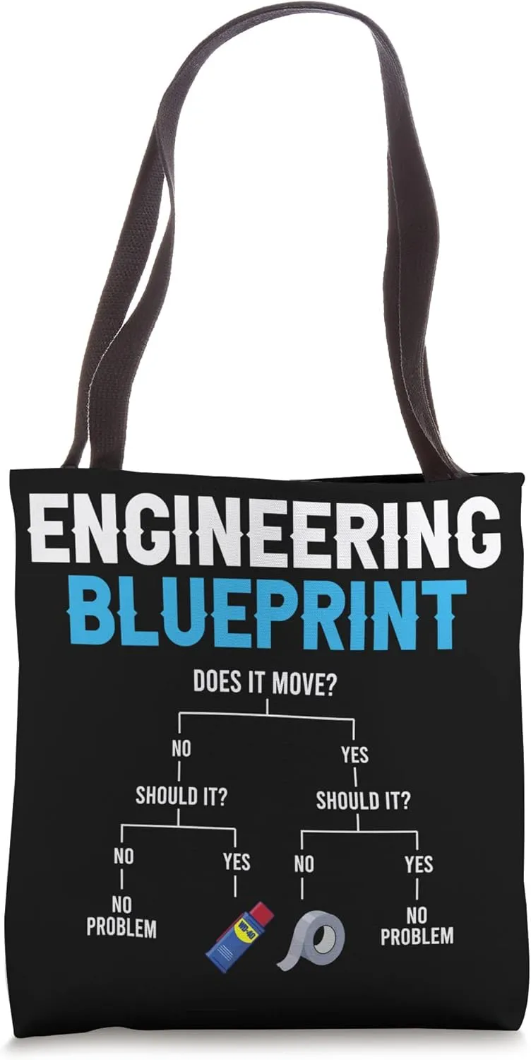 Engineering Blueprint Funny Engineer Duct Tape Repairing Tote Bag
