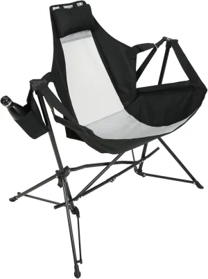 Enhance Outdoor Comfort with Portable Hammock Camping Chair, Adjustable Back, Includes Pillow and Cup Holder, Black