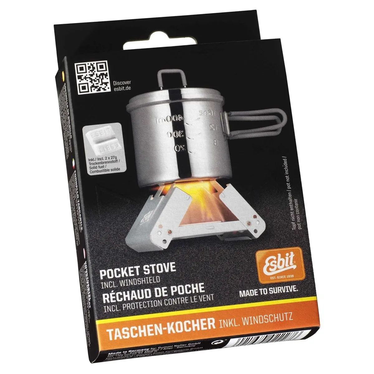 ESBIT cooking stove Bushcraft Small foldable camp Cooker Pocket 2x27g solid fuel