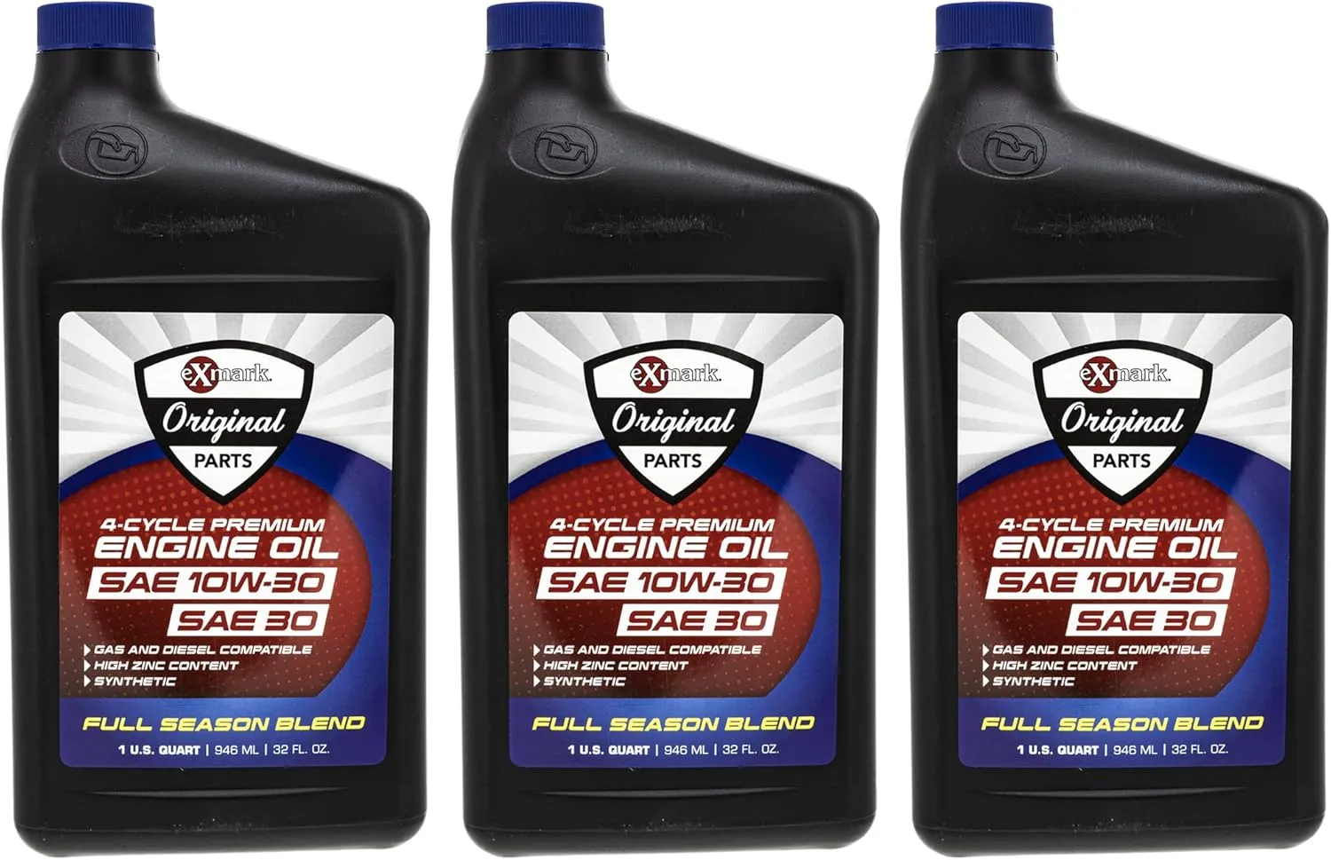 Exmark 135-2566 Engine Oil 10W-30 Full Synthetic Quart Bottle 3 Pack