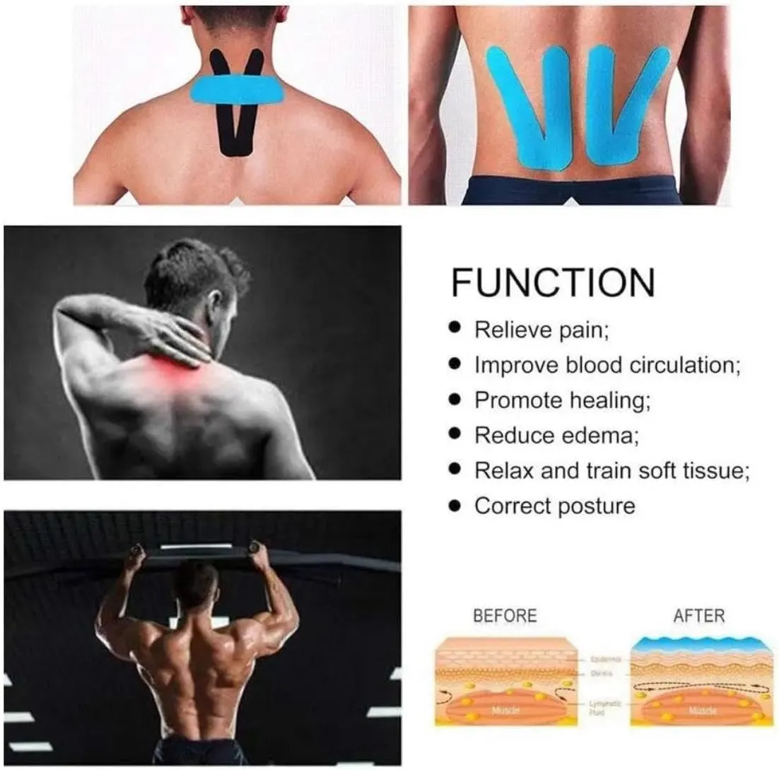 Extra Wide Kinesiology Tape | Waterproof & Latex-Free | 4" Continuous Roll Athletic Tape for Muscle & Joint Support | Elastic Therapeutic Tape for Injury Recovery & Pain Relief | 4 inch x 16 feet |