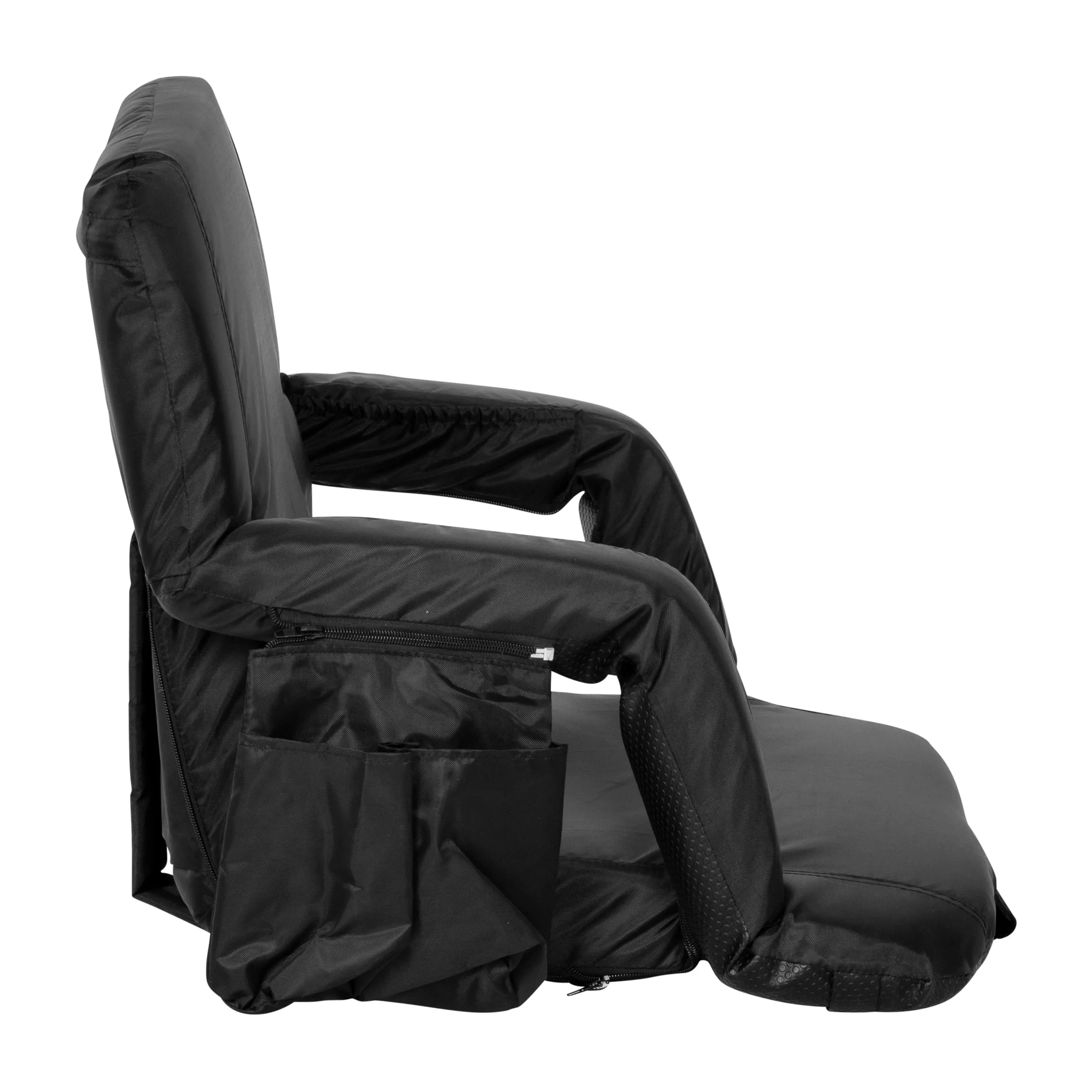 Extra Wide Lightweight Reclining Stadium Chair with Armrests, Padded Back & Seat with Dual Storage Pockets and Backpack Straps