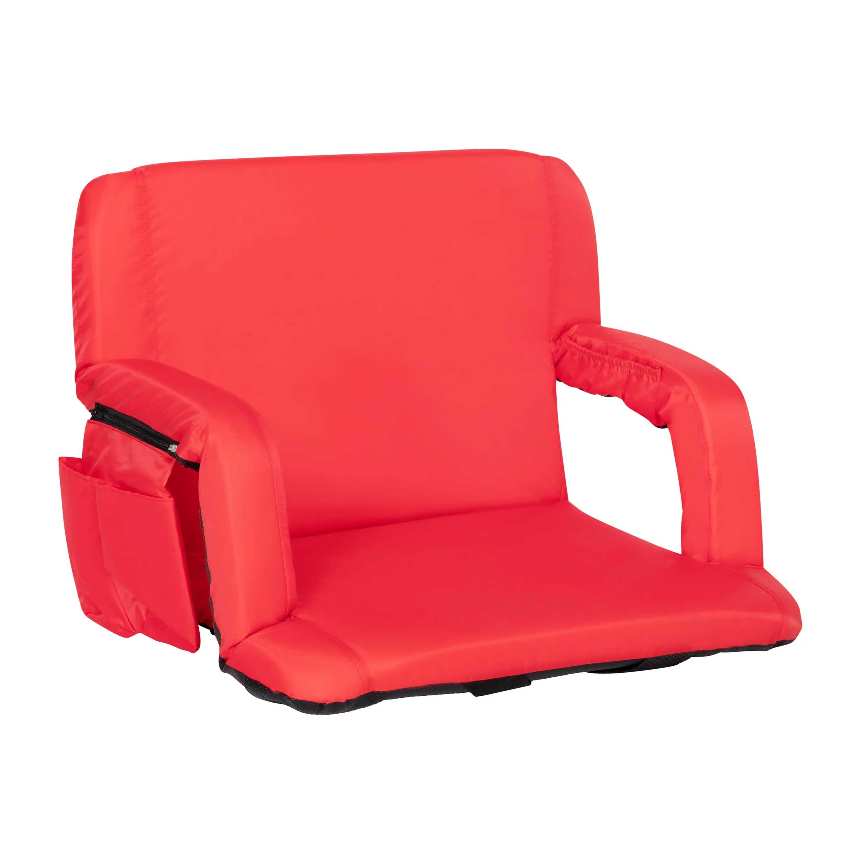 Extra Wide Lightweight Reclining Stadium Chair with Armrests, Padded Back & Seat with Dual Storage Pockets and Backpack Straps