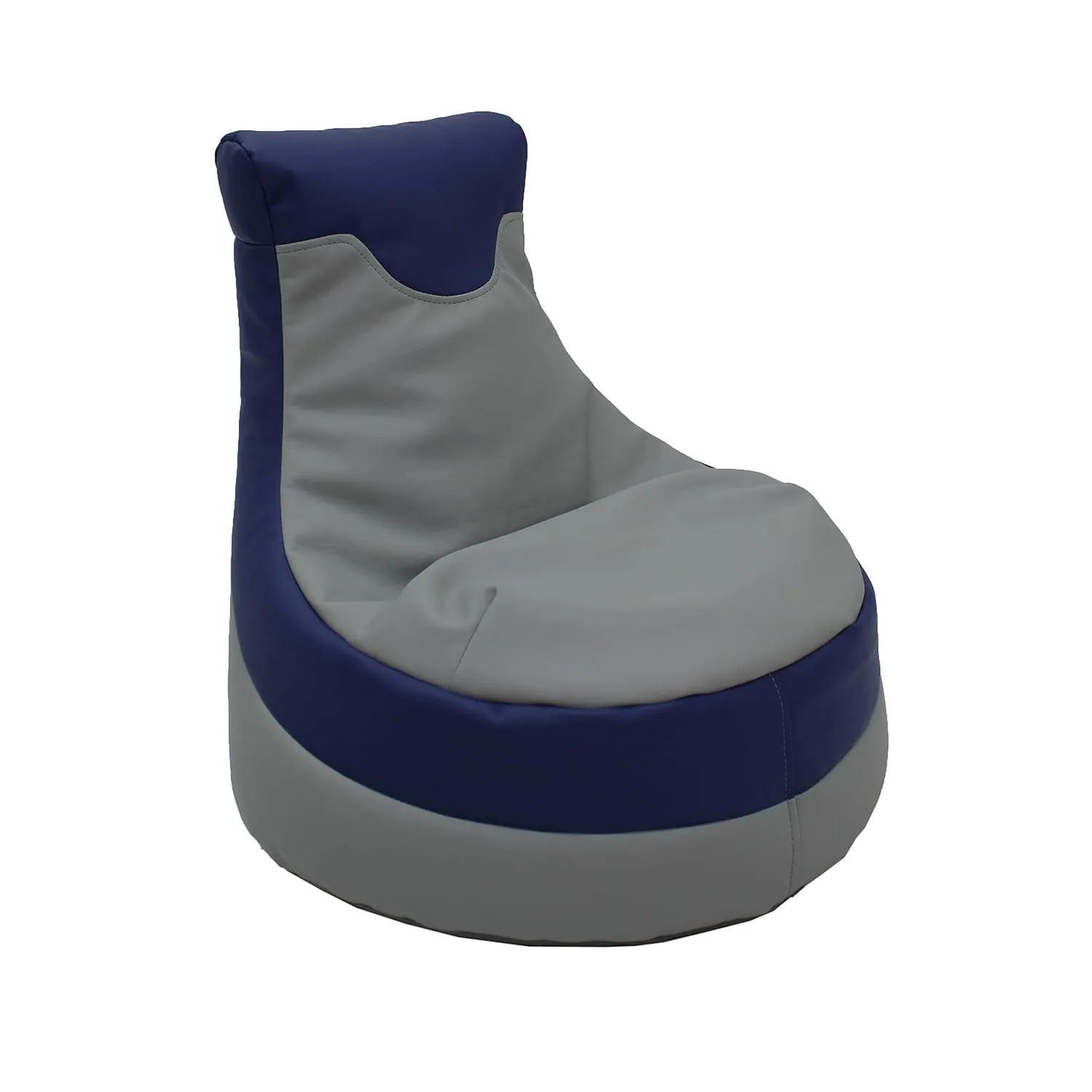 Factory Direct Partners SoftScape Little Gamer Bean Bag Chair for Kids, Comfy Bean-Filled Flexible Floor Seating for Reading, Gaming, Sitting in Playroom, Rec Room or Classroom - Gray/Navy, 14453-GYNV