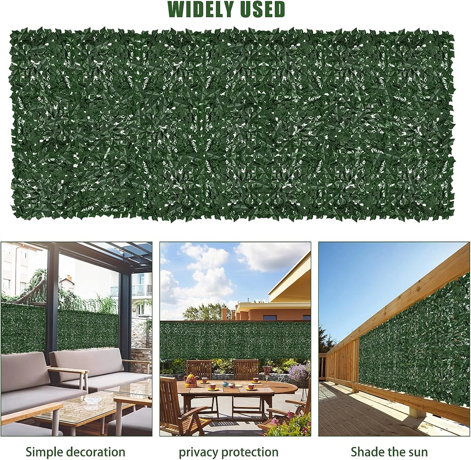 Faux Ivy Fence Privacy Screen Outdoor Expandable Artificial Greenery Roll Fake Hedge Wall Patio Green Plastic Leaf Plant Vine Grass Panels Gate Covering Garden Yard Balcony (157.5 X 39.4 in)