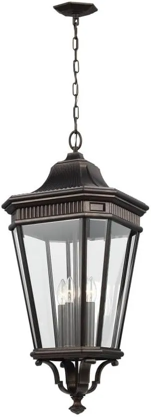 Feiss Lighting-Cotswold Lane-Four Light Outdoor Hanging Lantern in Traditional Style-13.63 Inch Wide by 31 Inch High-Gre