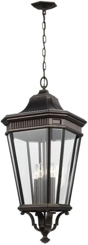 Feiss Lighting-Cotswold Lane-Four Light Outdoor Hanging Lantern in Traditional Style-13.63 Inch Wide by 31 Inch High-Gre