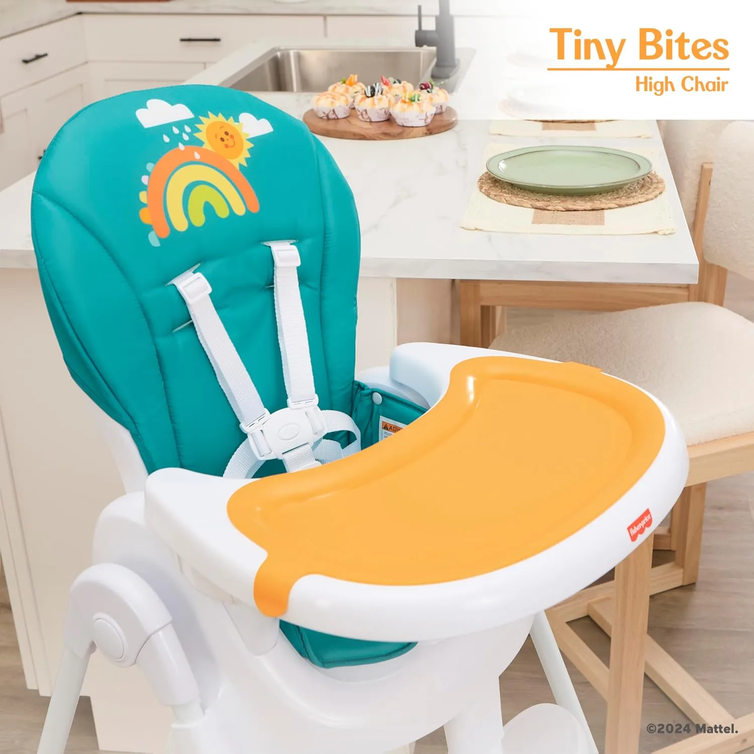 Fisher-Price by Dream On Me Tiny Bites High Chair, Seven Adjustable Height Positions Baby High Chair, Easy Quick Fold Travel High Chair, Lightweight Easy to Clean Portable High Chair