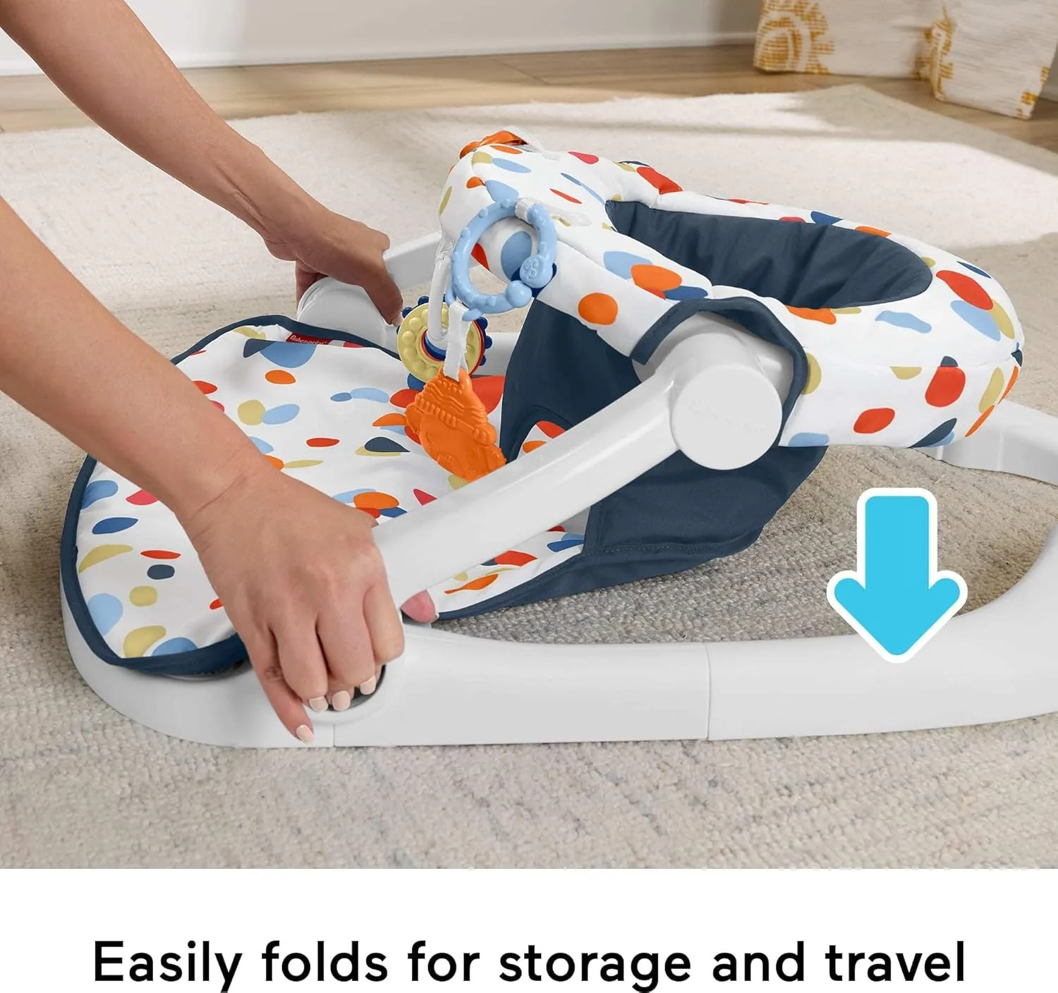Fisher-Price Portable Baby Chair, Darling Dots Sit-Me-Up Floor Seat with BPA-Free Teether & Clacker Newborn Developmental Toys