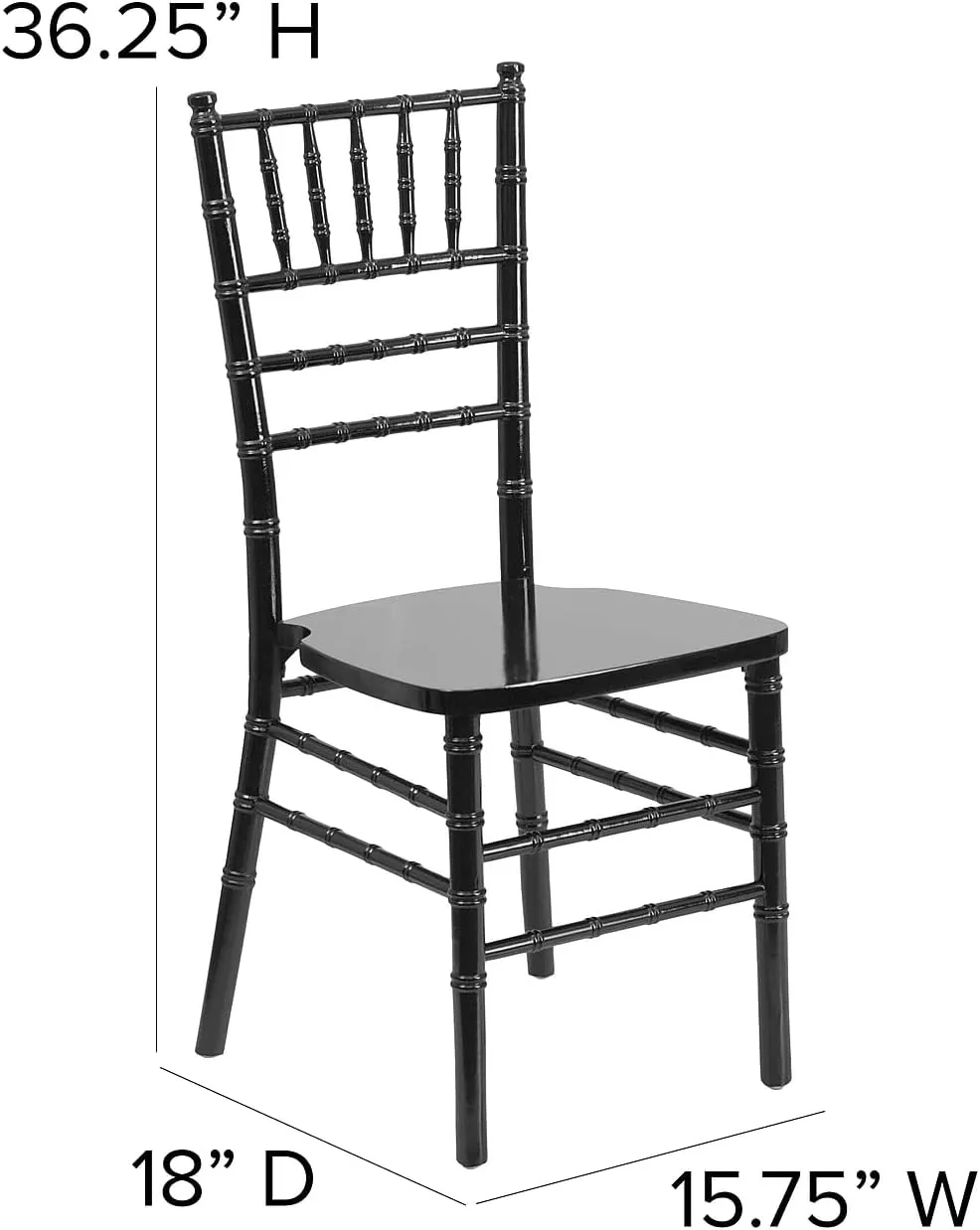 Flash Furniture 2 Pack HERCULES Series Black Wood Chiavari Chair