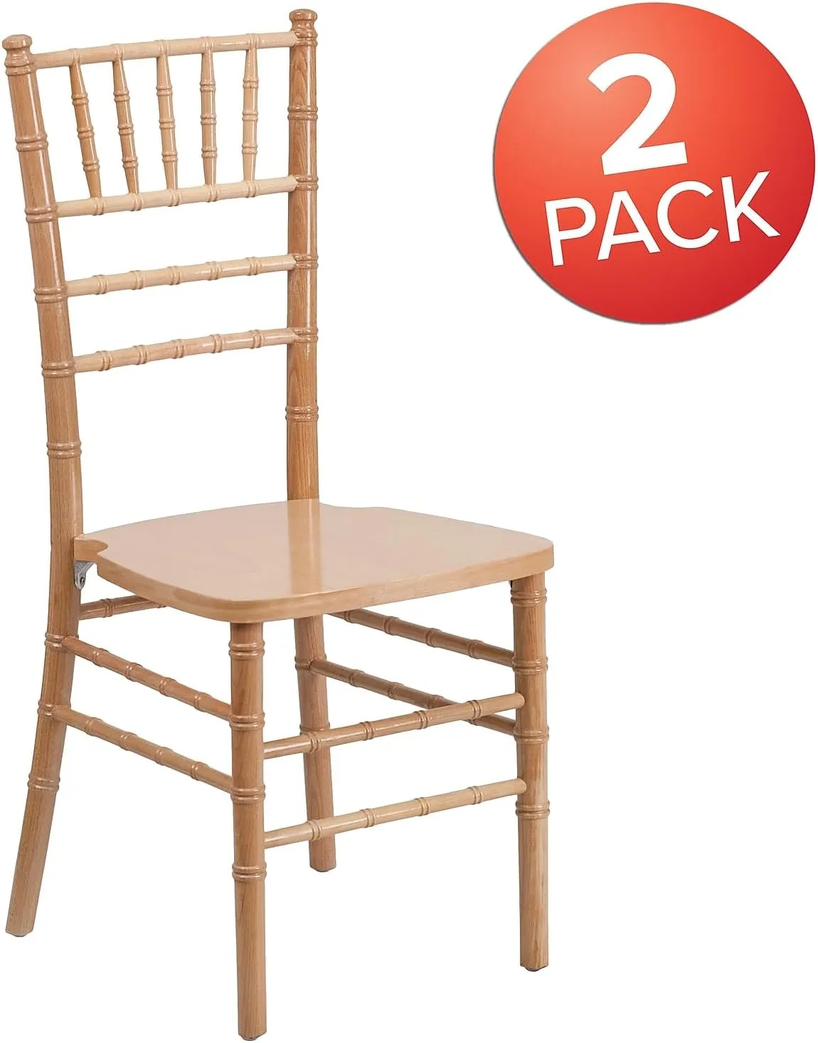 Flash Furniture 2 Pack HERCULES Series Natural Wood Chiavari Chair