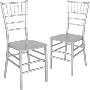 Flash Furniture 2 Pack HERCULES Series Silver Resin Stacking Chiavari Chair