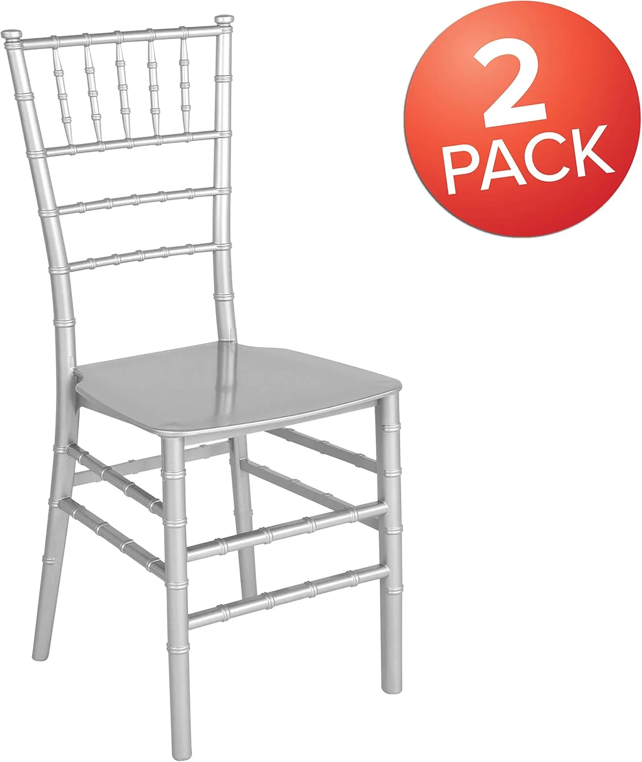Flash Furniture 2 Pack HERCULES Series Silver Resin Stacking Chiavari Chair