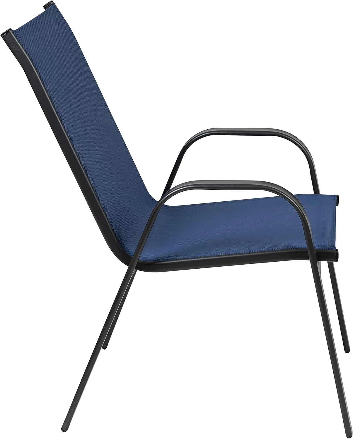 Flash Furniture Brazos Series Outdoor Stackable Patio Chairs with Flex Comfort Material, Stacking Outdoor Modern Sling Patio Chairs, Set of 4, Navy