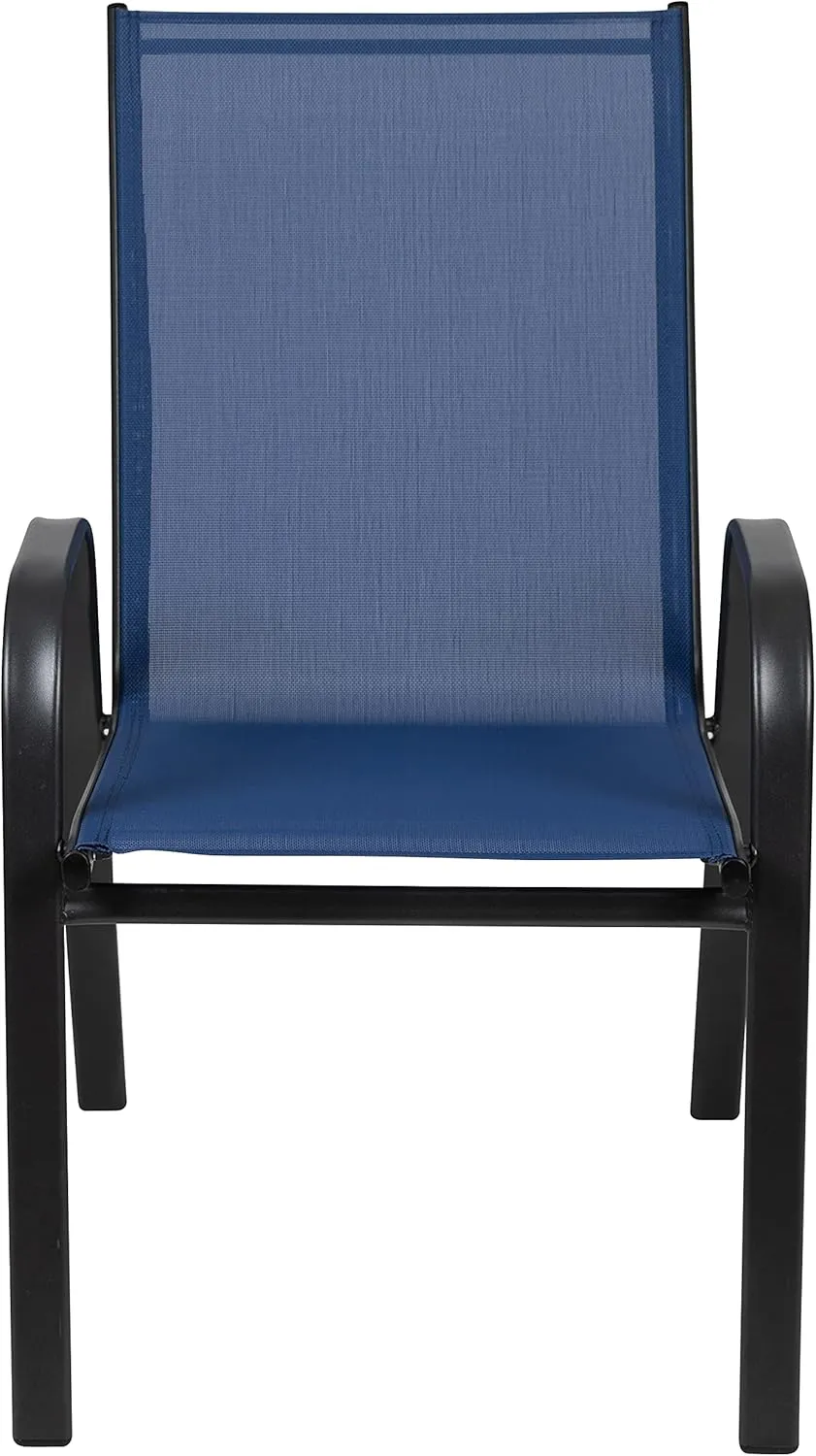 Flash Furniture Brazos Series Outdoor Stackable Patio Chairs with Flex Comfort Material, Stacking Outdoor Modern Sling Patio Chairs, Set of 4, Navy