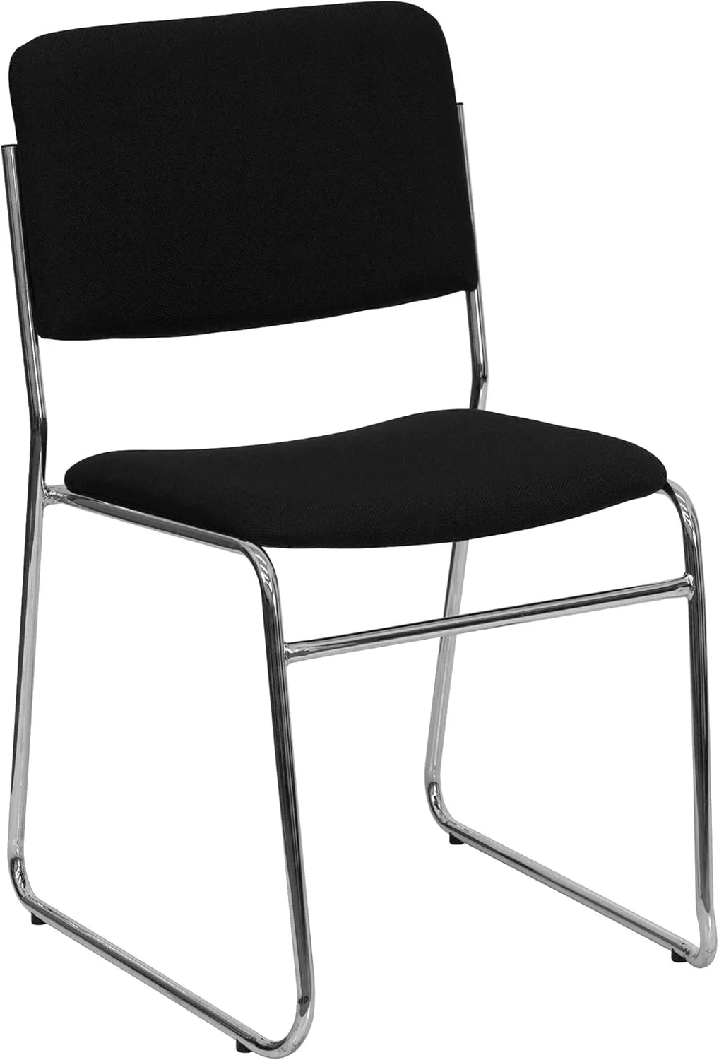 Flash Furniture HERCULES Series 500 lb. Capacity Black Fabric High Density Stacking Chair with Chrome Sled Base